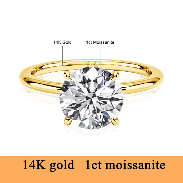 14K Gold Moissanite Ring – Certified Round-Cut Brilliance SF