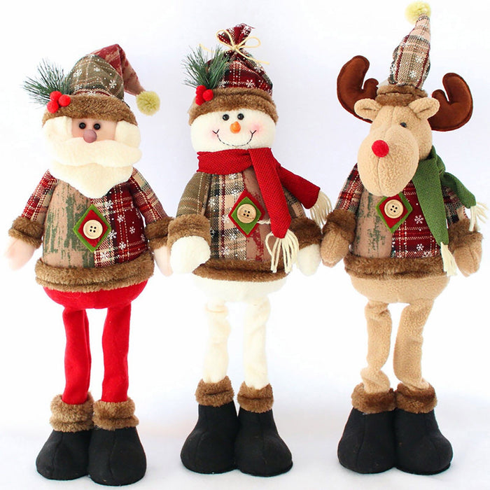 Christmas Plush Ornaments – Stretchable Long-Leg Santa, Snowman & Moose
