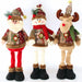 Stretchable Christmas plush ornaments of Santa, Snowman and Moose sitting on fireplace

