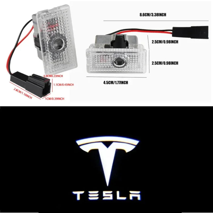 Tesla 2Pcs Car Door Projector Welcome Lights Accessories For Tesla Model 3 S X Y Cybertruck Roadster SpaceX Car Accessories - Samanta Factory