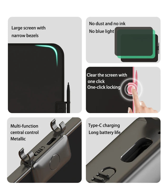 LCD Writing Tablet – Colorful Screen with One-Tap Erase & Pressure-Sensitive Drawing