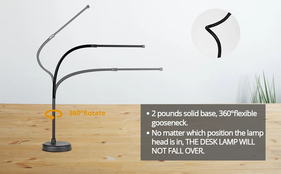 Adjustable LED Desk Lamp – 360° Flexible Gooseneck with 30 Lighting Modes
