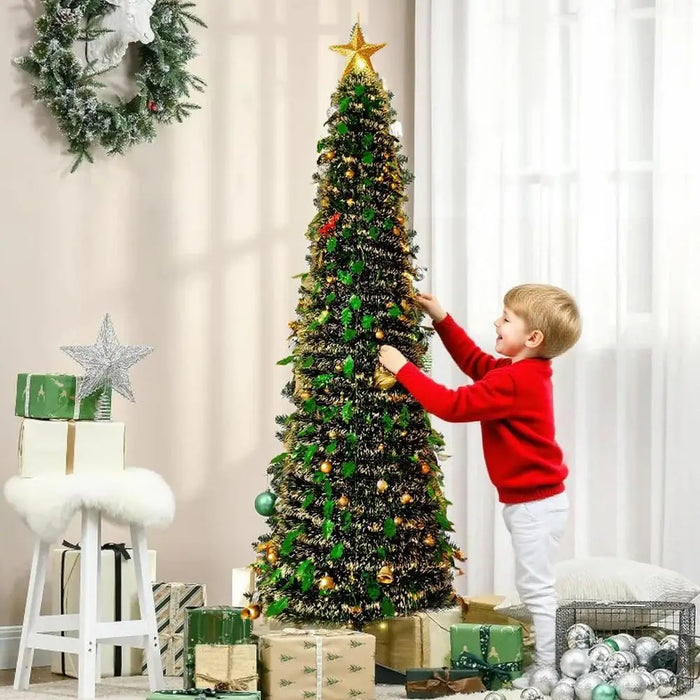 Artificial Christmas Tree – Foldable Gradient Design with Non-Slip Base