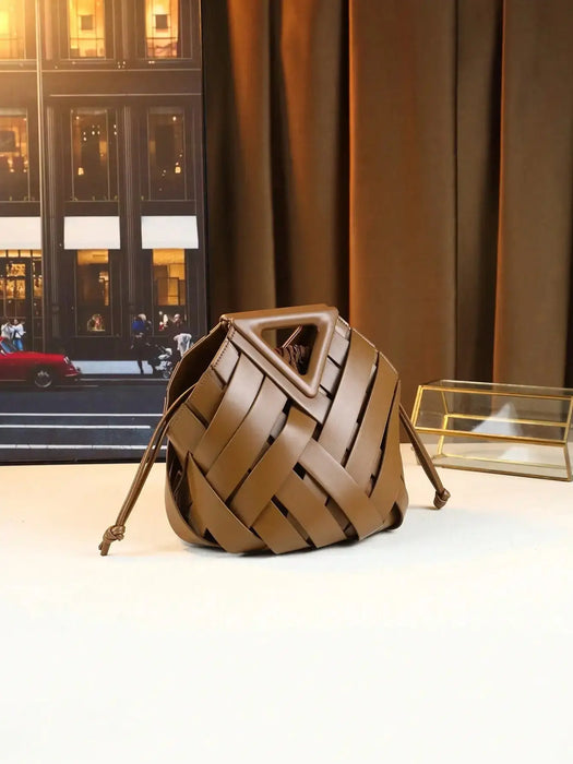 Woven Design Women Handbag, Tote Basket Bag, High-End Niche Inverted Triangle Shaped Fashion Commuter Bag, Casual Style SF