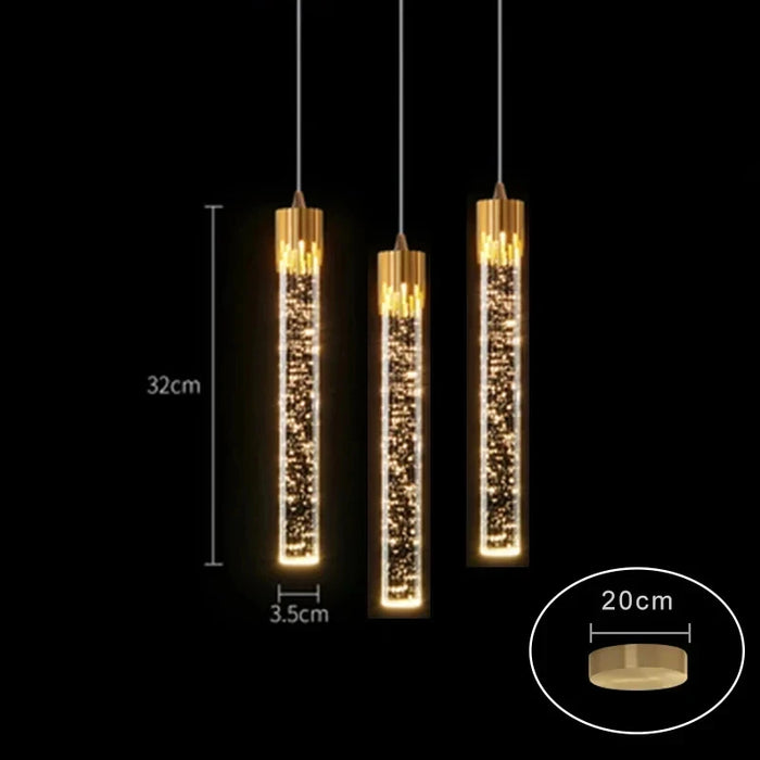 Modern Black & Gold LED Pendant Light – Crystal Rod Design for Ambient Lighting - Samanta Factory