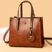 Women’s Leather Handbag – Vintage Casual Tote with Zipper & Hasp Closure - Samanta Factory