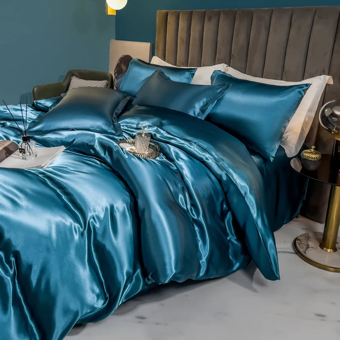 Schpert Rayon Bedding Set – Solid Color Duvet Cover with Pillowcases and Sheet, Twin to King - Samanta Factory