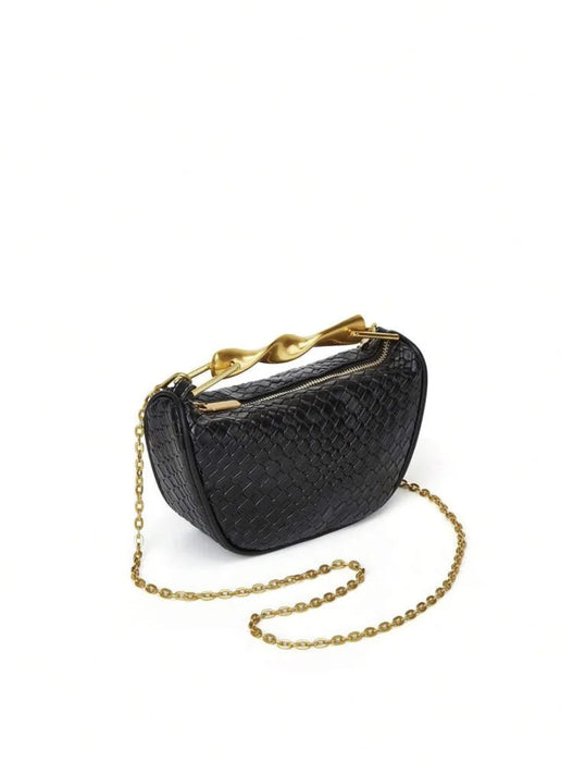 Women's Half Moon Straw Bag – Woven Bucket Crossbody Shoulder Bag for Summer Beach SF