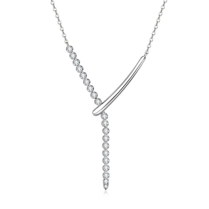 925 Sterling Silver Moissanite Y-Shaped Pendant Necklace