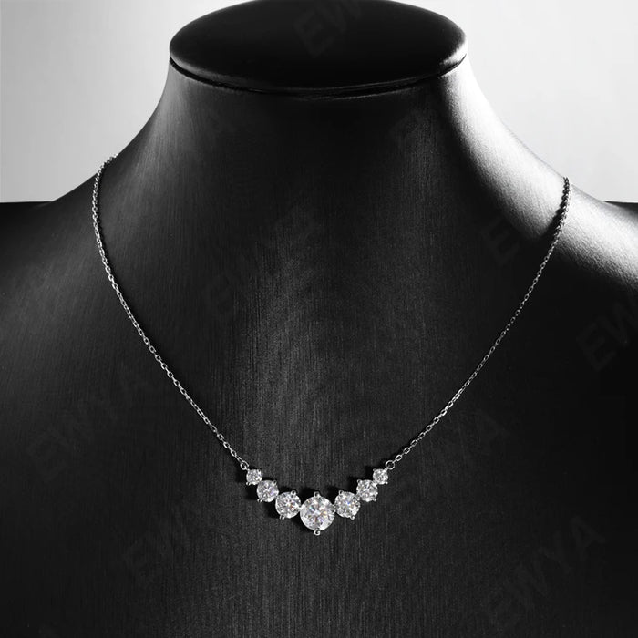 Moissanite Pendant Necklace – 7-Stone 925 Sterling Silver D-Color VVS1
