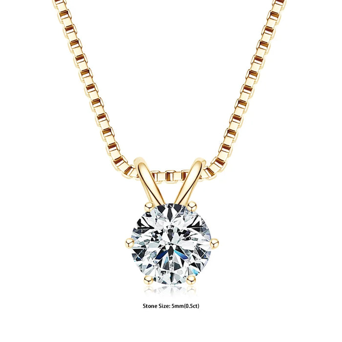 Moissanite Pendant Necklace – D-Color Round Solitaire