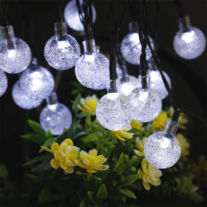 Solar Crystal Globe String Lights – 60 LED Waterproof Fairy Lights with 8 Lighting Modes - Samanta Factory