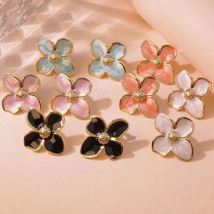 Stud Earrings – Vintage Petal Design in Stainless Steel SF