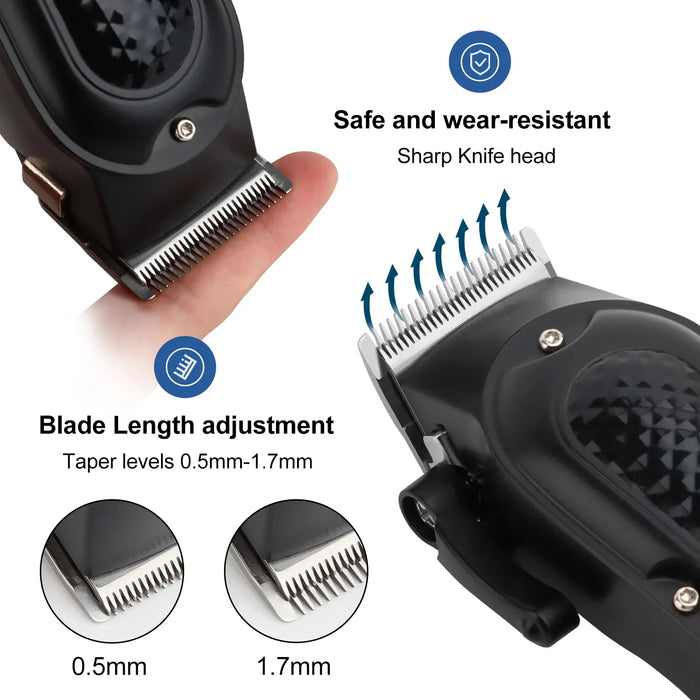 Electric Hair Clipper – Rechargeable Stainless Steel Blade with USB Charging & Adjustable Length