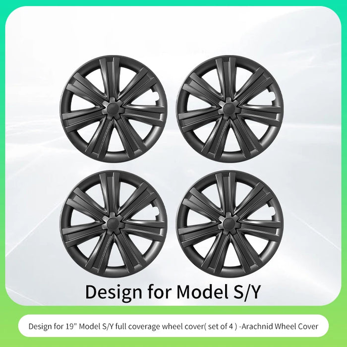 4PCS Wheel Cap Design For Tesla Model Y 2020-2024 19 Inch Right＆Left Hubcaps Cyclone Cover Wheel Cover Replacement Accessories - Samanta Factory