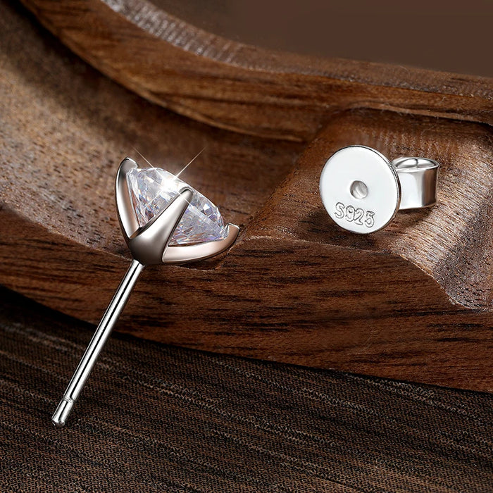 Certified Moissanite Stud Earrings – D-Color VVS1 Round Cut in 925 Sterling Silver
