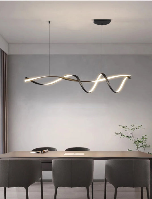 Modern LED Pendant Light – NEO Gleam Black Aluminum Chandelier with Remote Control - Samanta Factory