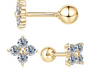 D-E Color Round Cut Moissanite Four-Leaf Clover Stud Earrings in 10k Gold