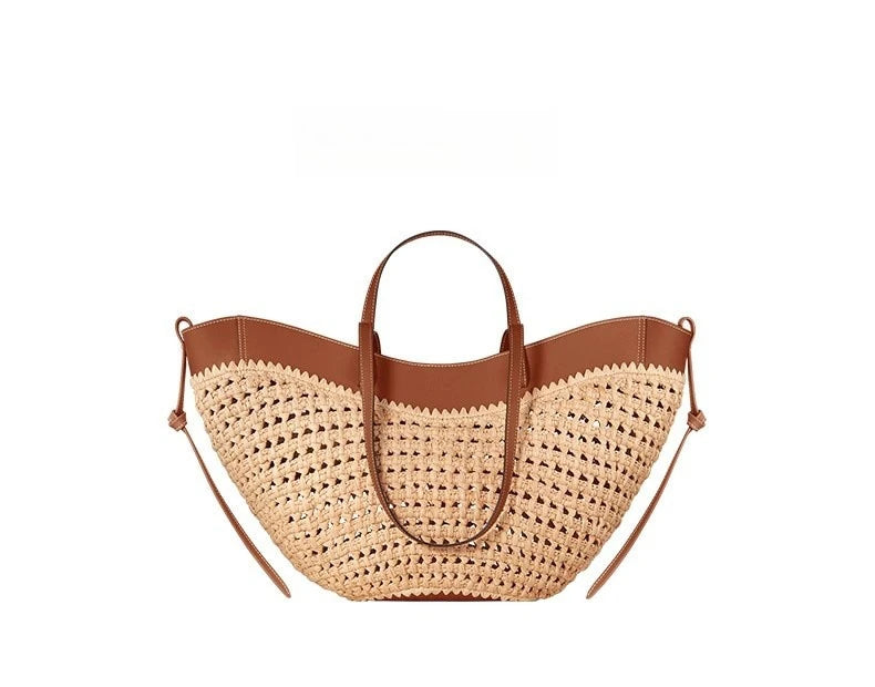 Women's Woven Straw Tote Bag – Large Capacity Beach Handbag & Casual Shoulder Bag SF