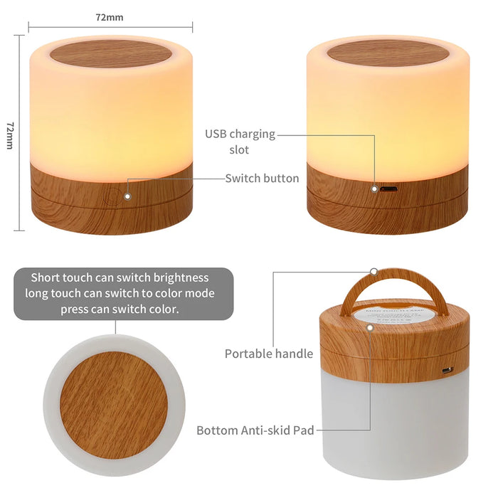 Rechargeable Table Lamp – 360° Dimmable Lighting with Hook Design for Bedroom & Decor - Samanta Factory