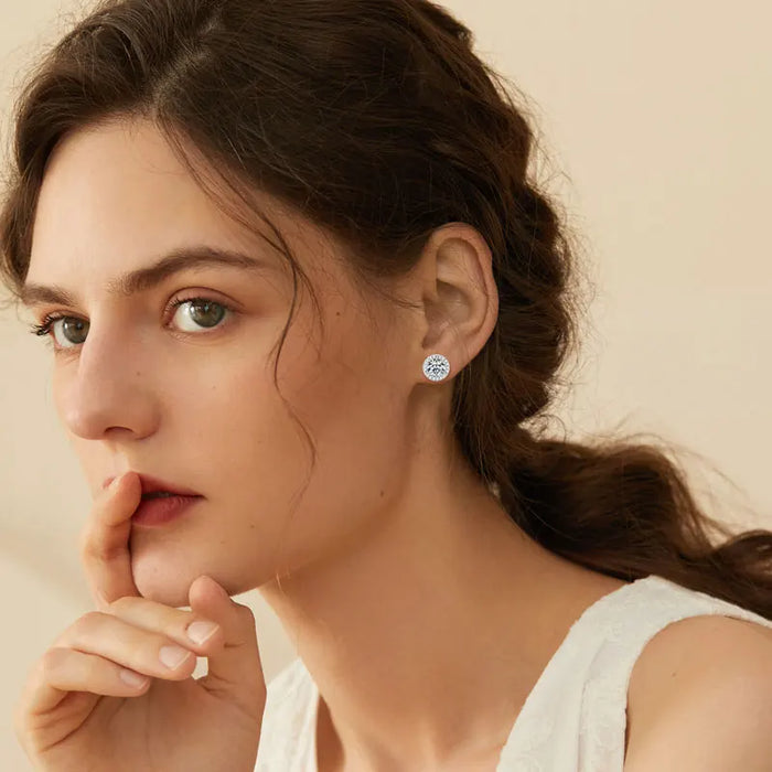 Premium 925 Sterling Silver Round Cut Earrings for Timeless Brilliance