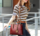 Women’s Leather Handbag – Vintage Casual Tote with Zipper & Hasp Closure - Samanta Factory