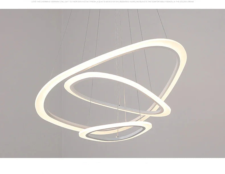 Art Deco Pendant Light – White Acrylic & Iron Chandelier with Remote Control - Samanta Factory