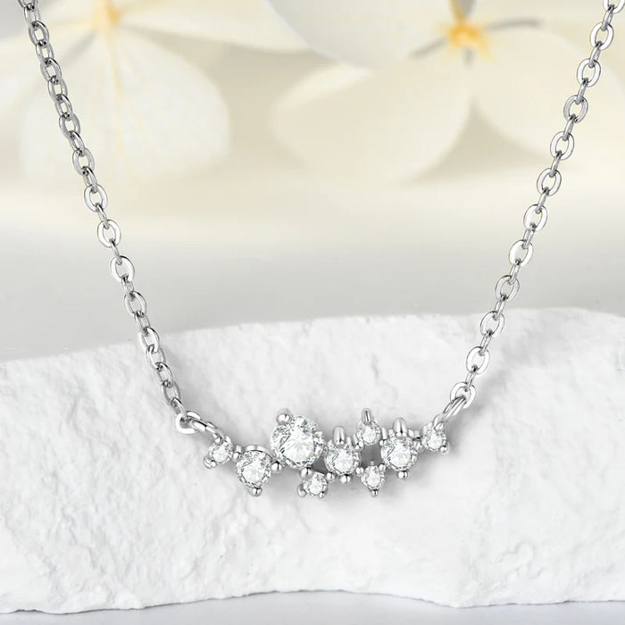Moissanite Jewelry Set – 925 Sterling Silver Cluster Necklace & Ring