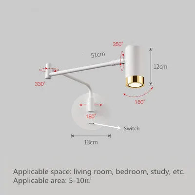 Modern Wall-Mounted LED Lamp – Adjustable Swing Arm with Warm/Cold Light for Bedrooms & Living Rooms - Samanta Factory