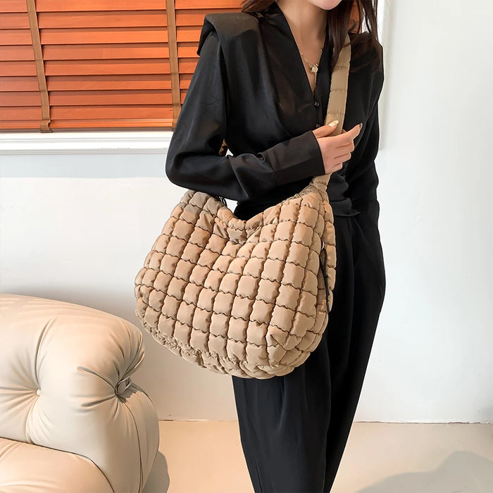 Women’s Puffer Shoulder Bag – Fashion Bubble Tote with Large Capacity