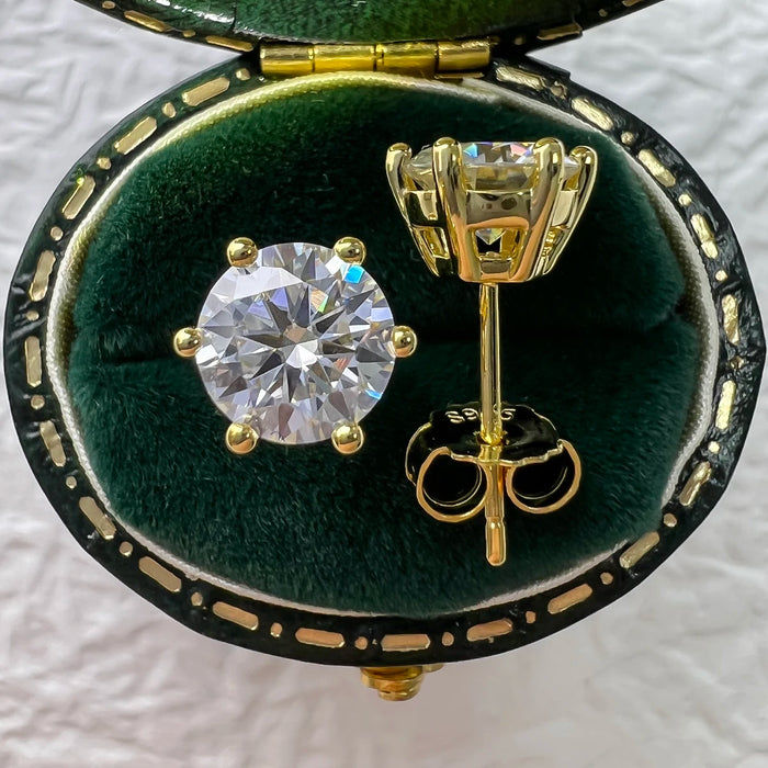 Moissanite Stud Earrings – 2ct Round Brilliant 925 Sterling Silver