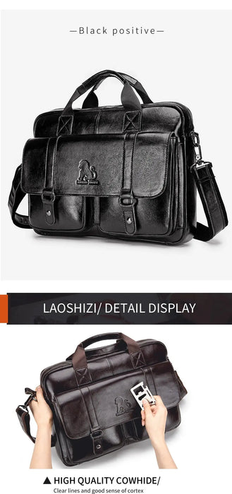 Leather Business Briefcase – 15-Inch Professional Work Bag for Men SF