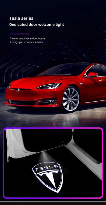 Tesla 2Pcs Car Door Projector Welcome Lights Accessories For Tesla Model 3 S X Y Cybertruck Roadster SpaceX Car Accessories - Samanta Factory