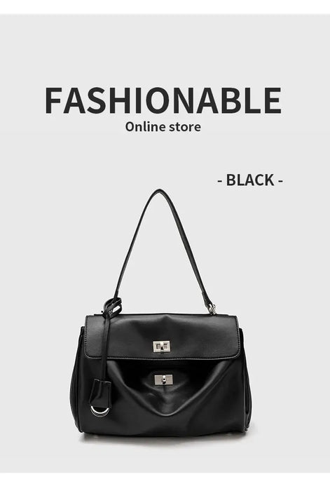 Microfiber Leather Shoulder Bag – Large Square with Lock SF