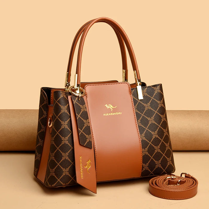 Luxury Fashion Print Handbag – Large Capacity Soft Leather Shoulder & Crossbody Bag for Women - Samanta Factory