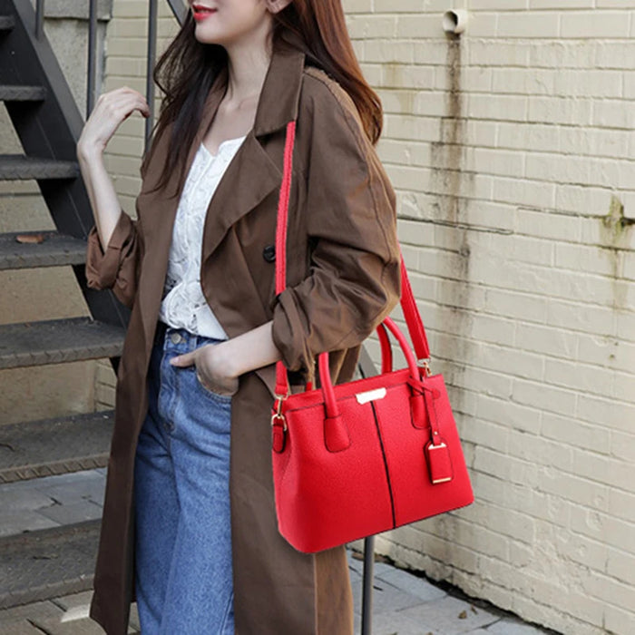 Ladies Large Tote Bag – Square Shoulder Bag, PU Leather Handbag & Crossbody for Women - Samanta Factory