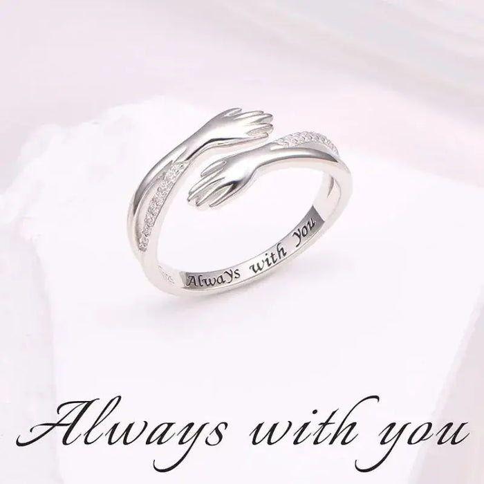 Geometric Silver Ring – Trendy Pave-Set Cubic Zirconia SF