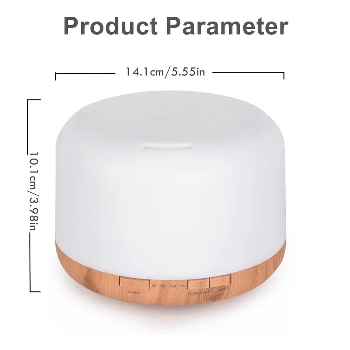 Aroma Diffuser – Compact Wood Grain Design with 7-Color Night Light