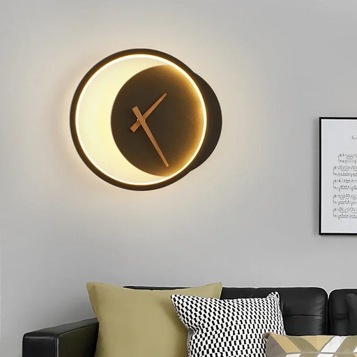 Modern up & down LED wall-mounted light in black and gold for bedroom and study