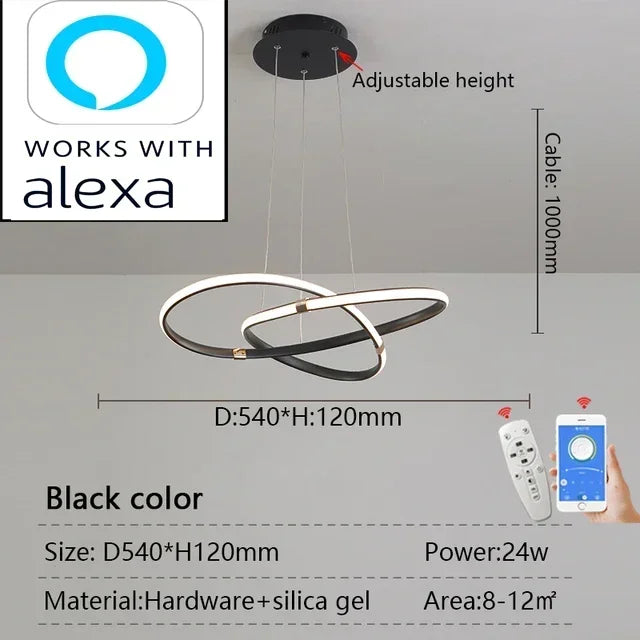 Modern E27 Alloy Pendant Light – Black & Gold LED Ceiling Fixture - Samanta Factory