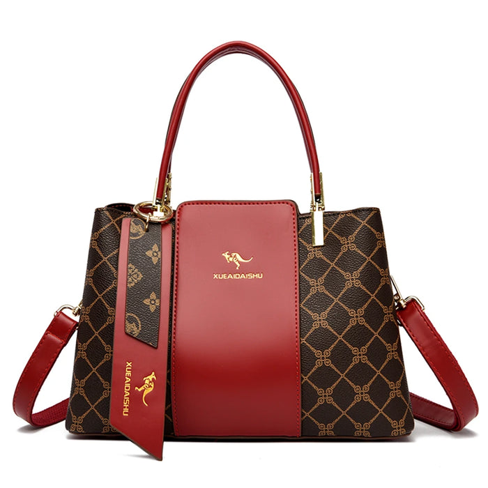 Luxury Fashion Print Handbag – Large Capacity Soft Leather Shoulder & Crossbody Bag for Women - Samanta Factory
