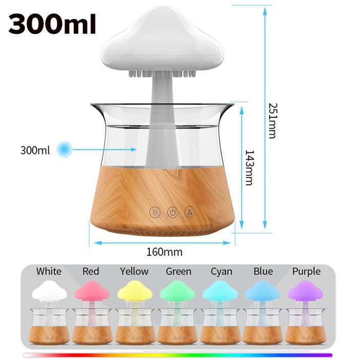 Mushroom Rain Cloud Humidifier – 7-Color LED & Aromatherapy Diffuser for Relaxation & Skin Hydration - Samanta Factory