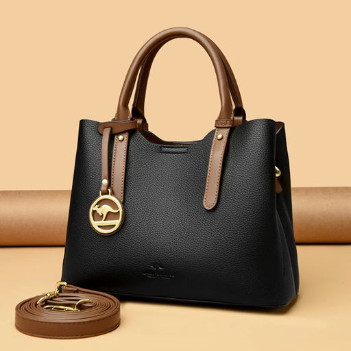 Casual Tote Fashion Handbag made from PU leather, featuring a solid design and spacious interior for everyday use.