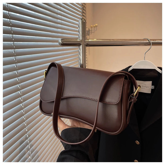 Women’s PU Saddle Bag – Stylish Hasp Closure & Interior Zipper Pocket - Samanta Factory