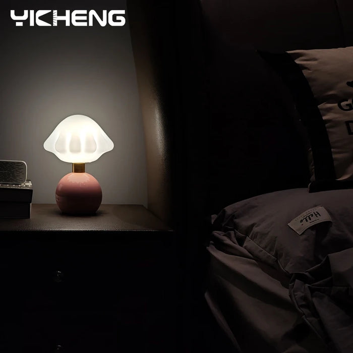 Modern LED Table Lamp – Dimmable Frosted Glass Shade - Samanta Factory