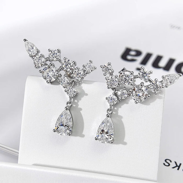 Pear Cut Moissanite Drop Earrings – D Color VVS1 Elegance SF