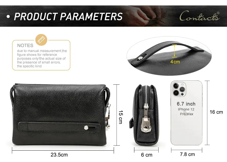 Men’s Leather Clutch Bag – Large Capacity Casual Hand Carry Bag SF