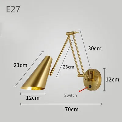 Modern Wall-Mounted LED Lamp – Adjustable Swing Arm with Warm/Cold Light for Bedrooms & Living Rooms - Samanta Factory