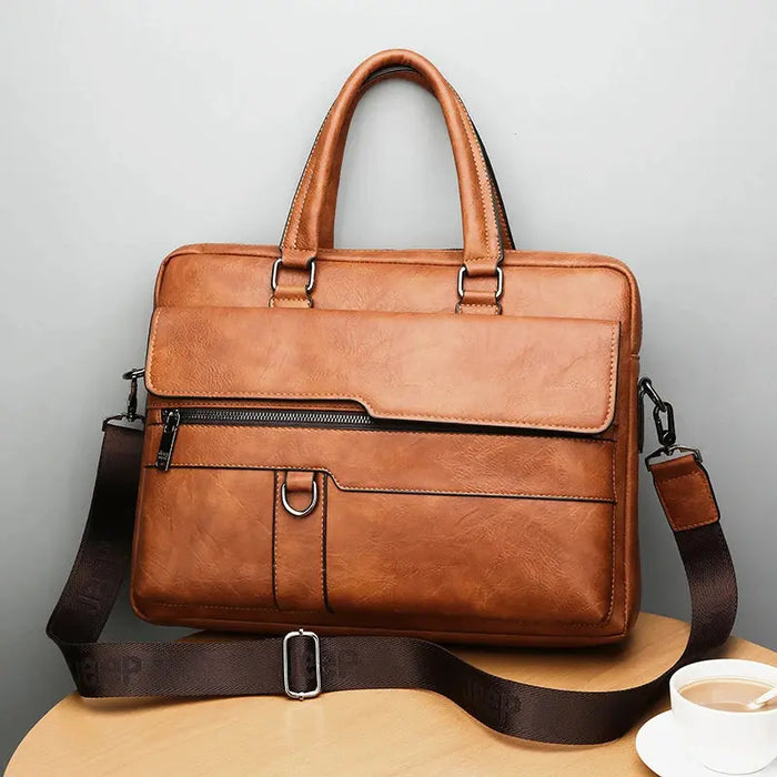 Men’s Business Briefcase – PU Leather Office Work Bag SF