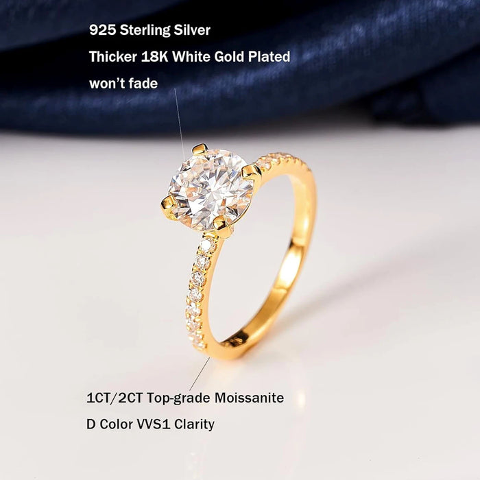1-2 CT Moissanite Engagement Ring – D Color Lab-Certified Diamond